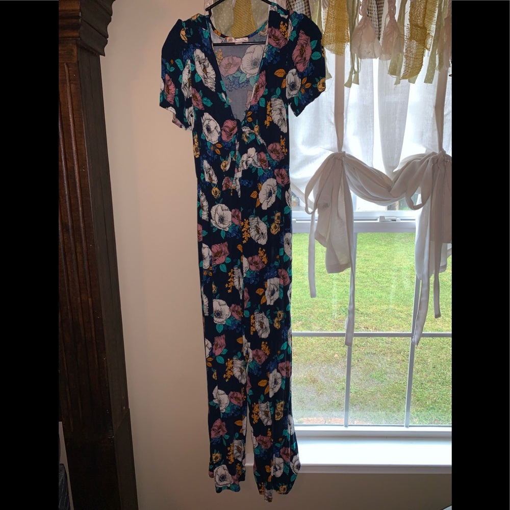 Floral jumpsuit.